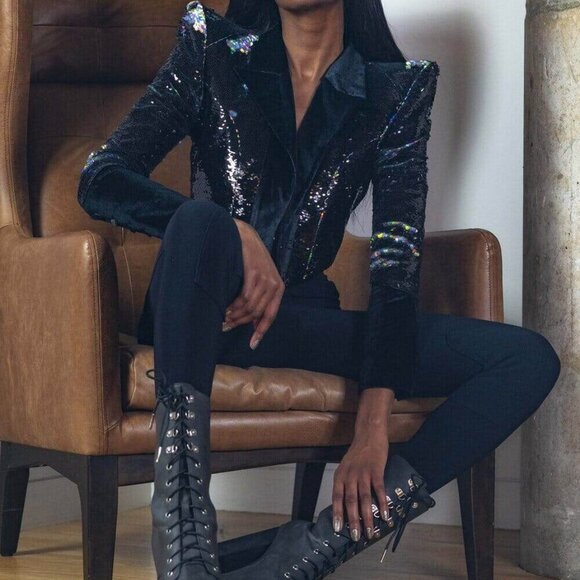 White FESTIVAL BURNING MAN "Stardust Cropped Sequin Jacket" - Picture 3 of 8